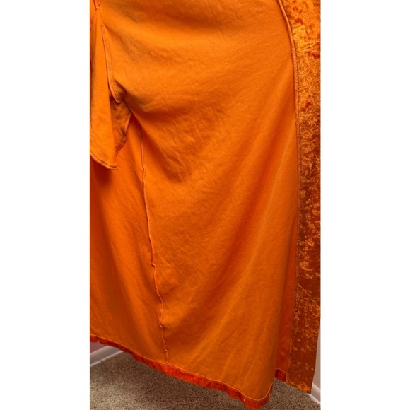 Vintage 1997 Victoria’s Secret Pink Heart Orange Crushed Velvet Maxi Robe Large - Picture 9 of 16